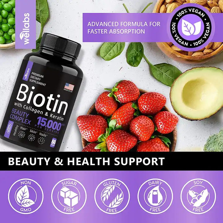 Vitamin B Complex + Biotin Capsules — Energy & Beauty Support 60ct — product photo 2
