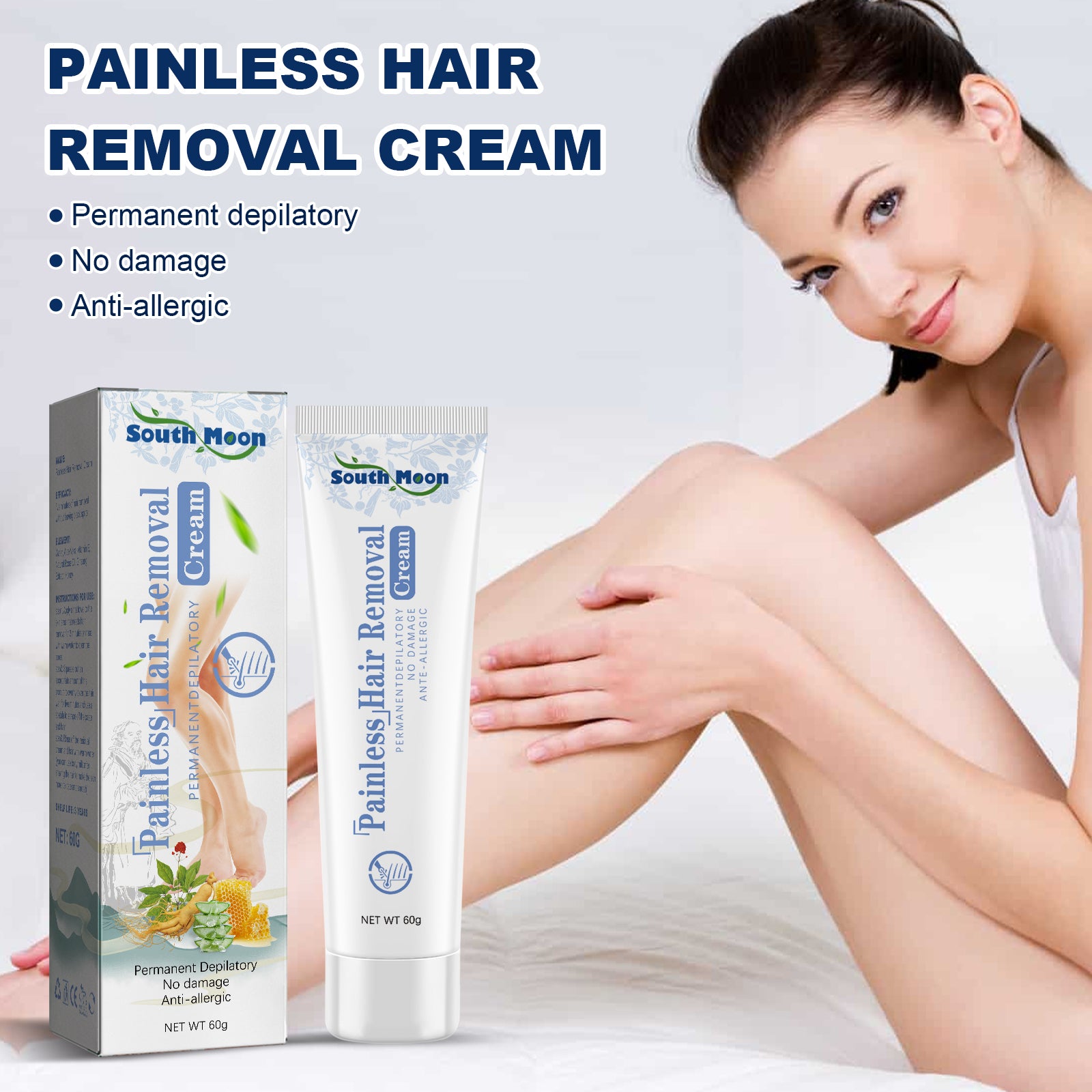 Painless Hair Removal Cream — Gentle Whole-Body Depilatory Cream
