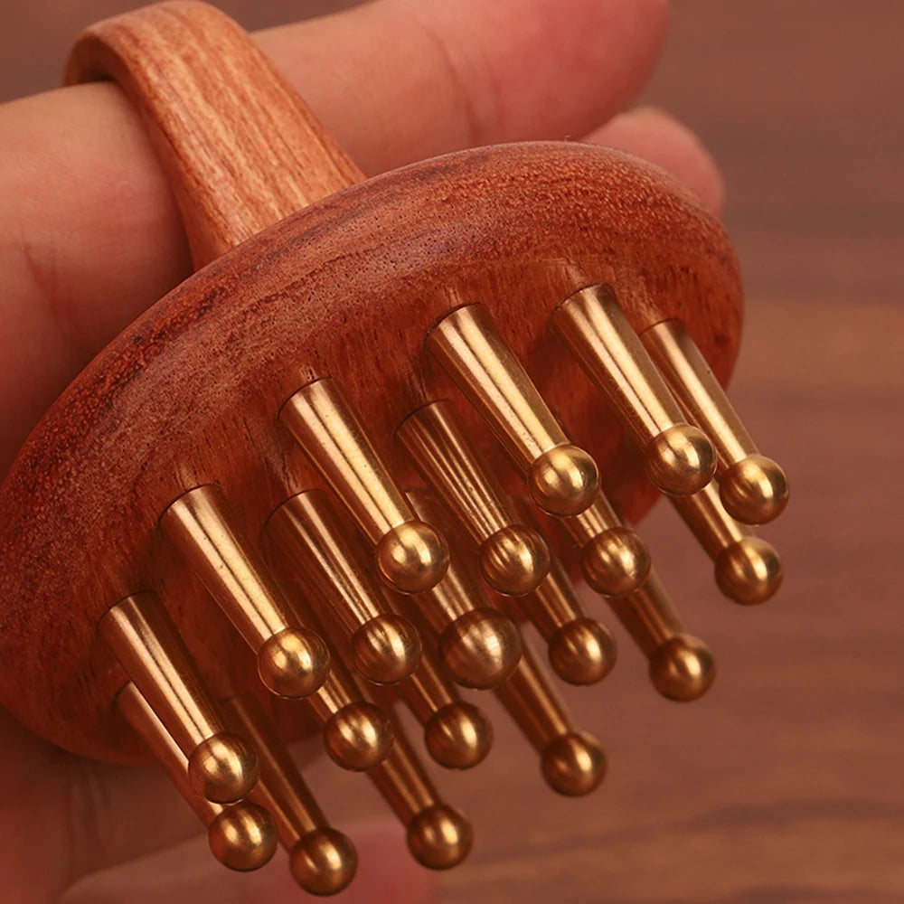 Copper Wood Therapy Massage Comb — Meridian Gua Sha Scalp & Body Tool — product photo 5