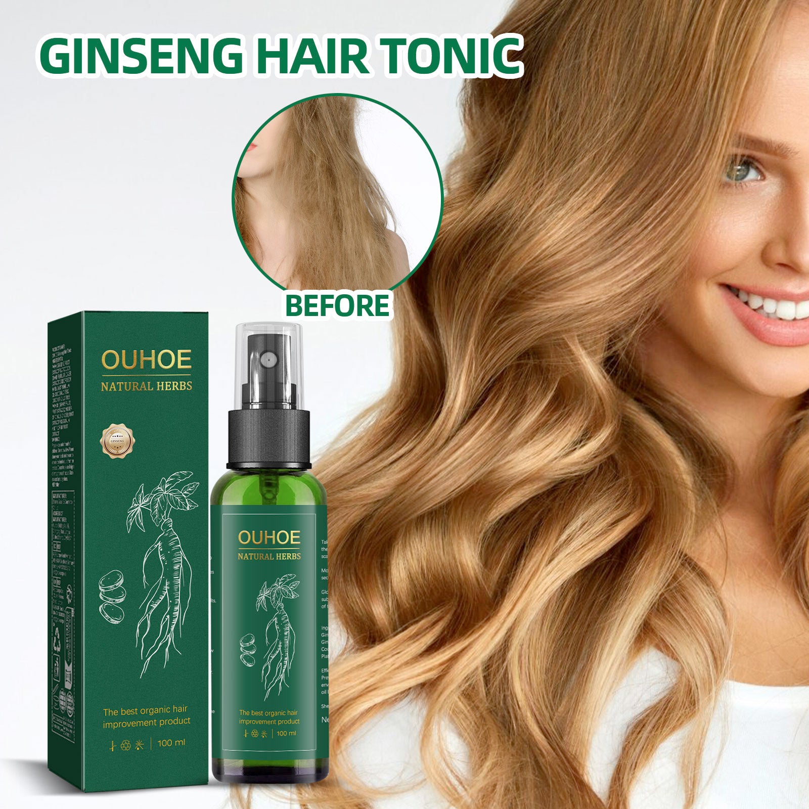 OUHOE Ginseng Hair Strengthening Spray — Root Nourishing Scalp Liquid — product photo 3