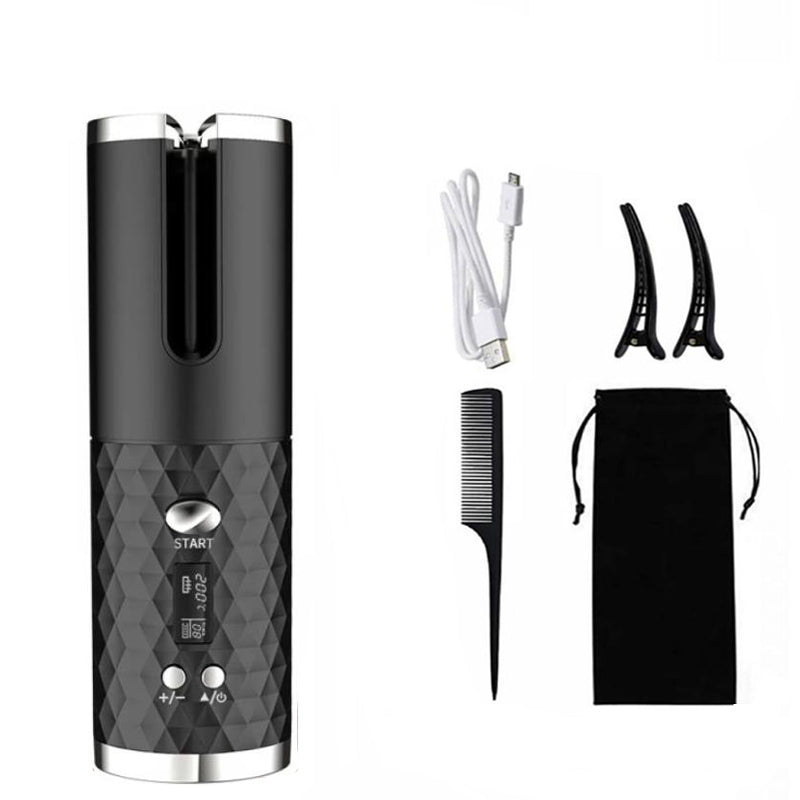 Automatic Curling Iron — Cordless LCD Mini Hair Curler with USB Charging