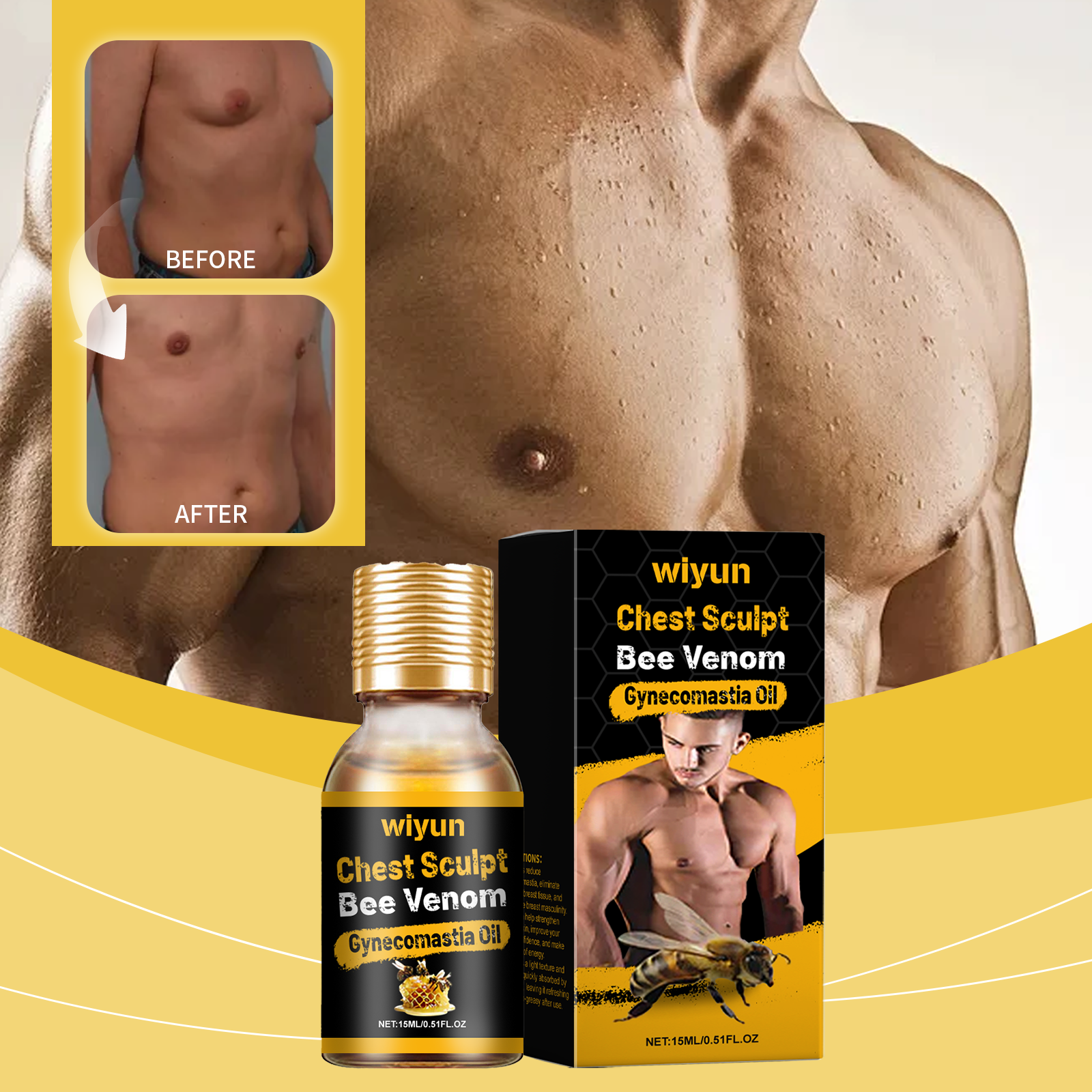 Men's Chest & Body Massage Oil — Hydrating Treatment Oil — product photo 3