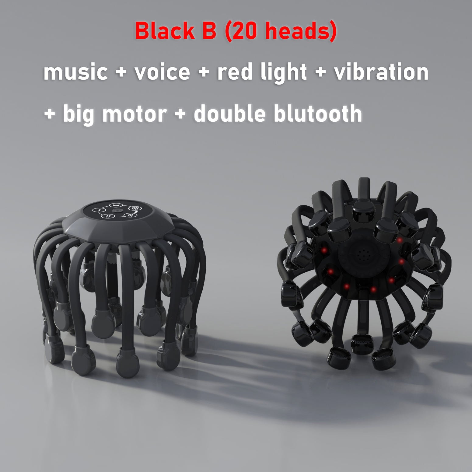 Red Light Octopus Scalp Massager Pro — Multi-Head Vibration & Sound Therapy — product photo 7