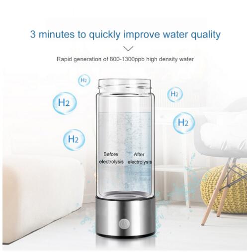 Hydrogen Water Bottle 420ml — Rechargeable Glass Hydration Ionizer — product photo 1