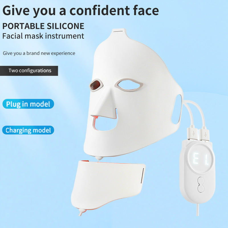 LED Photon Silicone Face Mask — Red & Blue Light Therapy Beauty Device — product photo 2