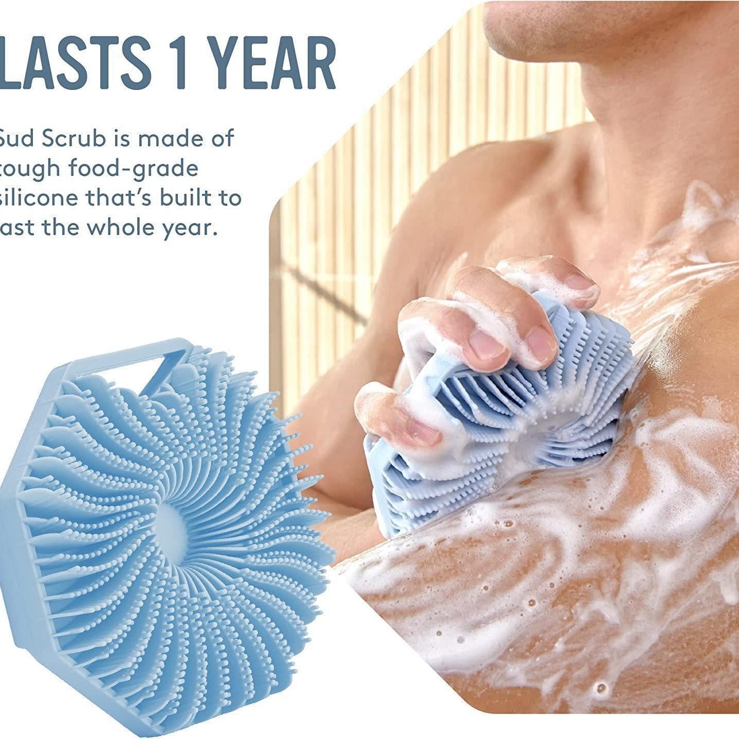 Silicone Body Scrubber Brush — Ergonomic Exfoliating Shower Tool — product photo 1