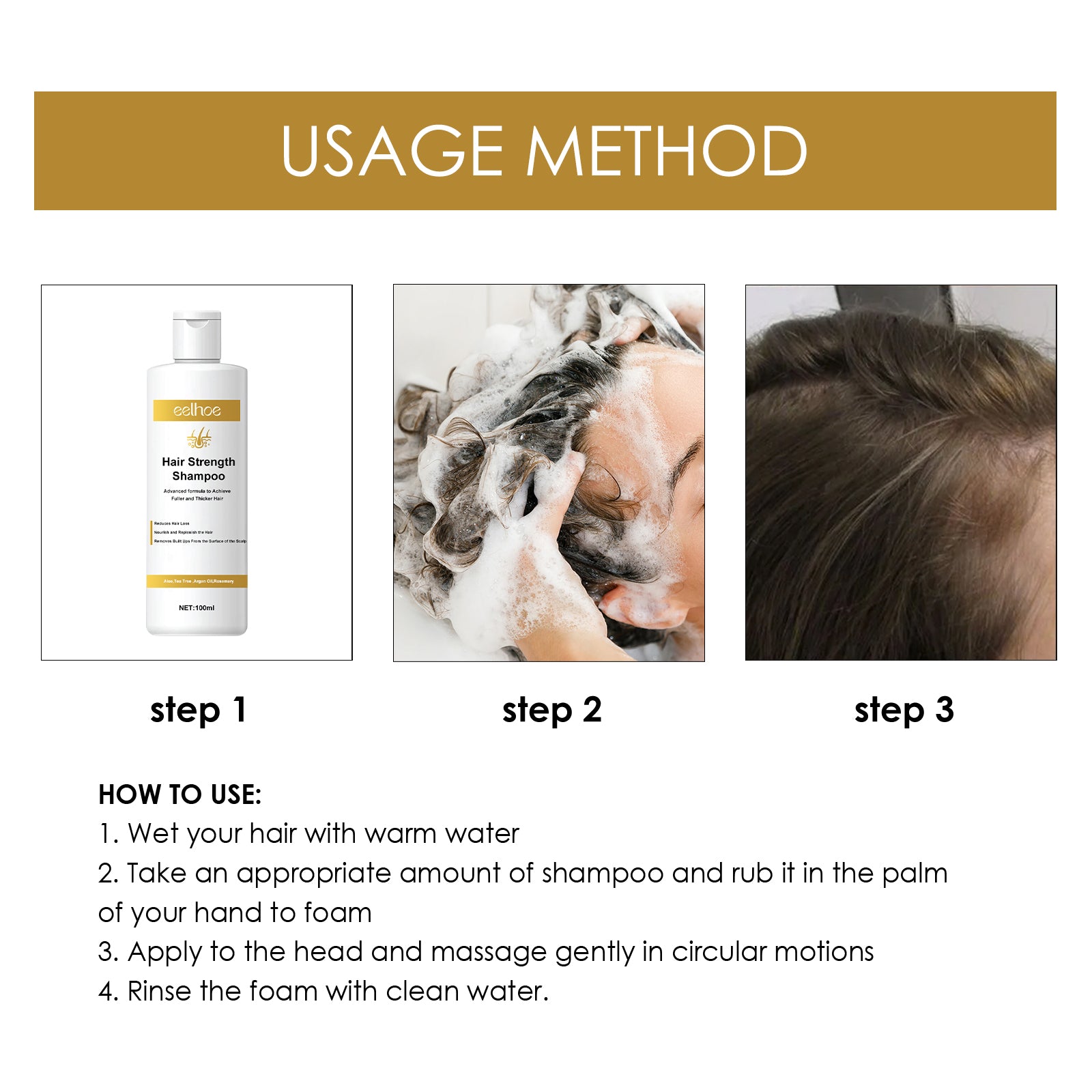 Root-Tightening Strength Shampoo — Scalp Massage Cleanser for Strong Hair — product photo 5