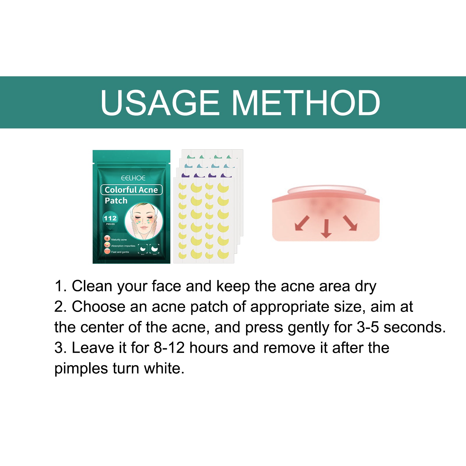 EELHOE Colourful Acne Patches — Fun-Shaped Blemish Cover Stickers — product photo 4