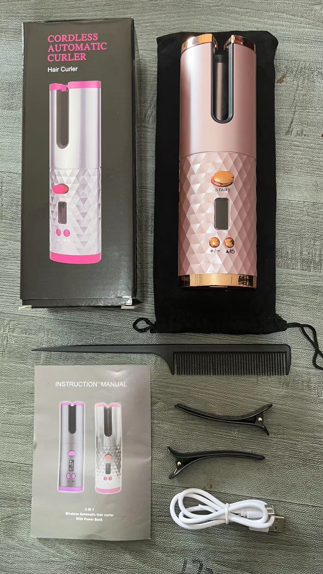 Automatic Curling Iron — Cordless LCD Mini Hair Curler with USB Charging