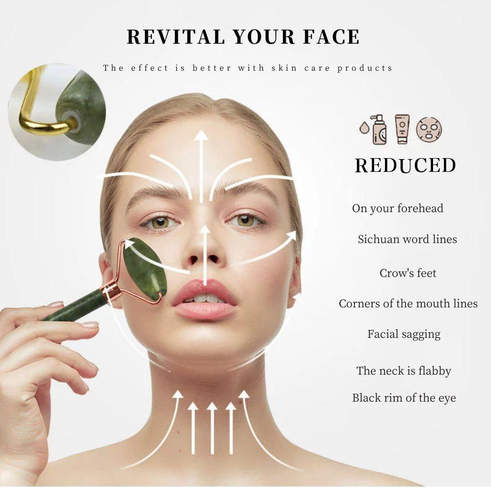 Jade Gua Sha & Roller Sculpting Set — Facial Massage Beauty Tool — product photo 2