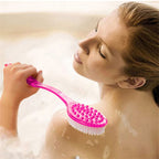 Long-Handle Body Bath Brush — Exfoliating Back Scrubber & Shower Massager