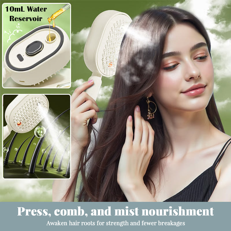 Steam Hair Straightening Brush — Ionic Mist Comb for Smooth, Shiny Hair