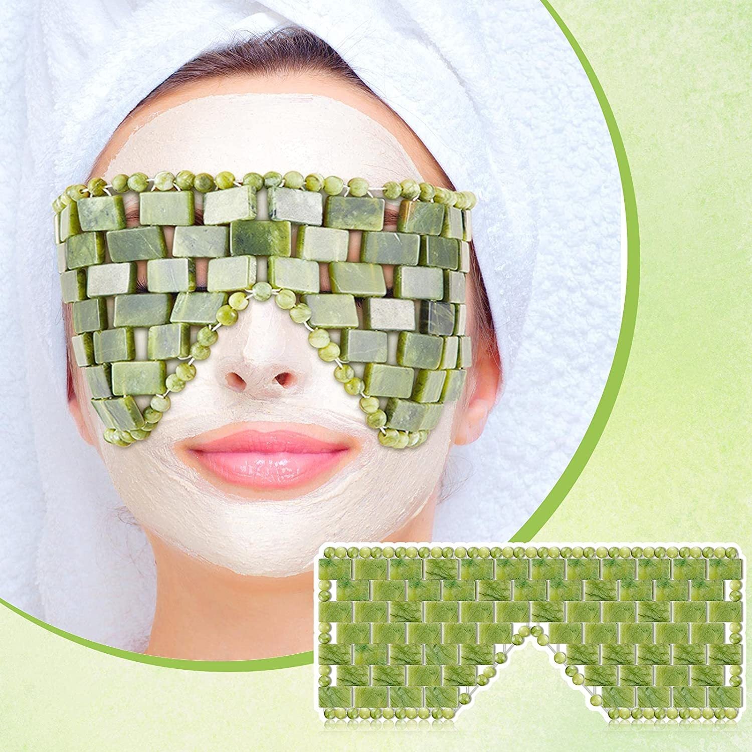 Jade Bead Eye Mask — Cooling Stone Therapy for Tired Eyes — product photo 2