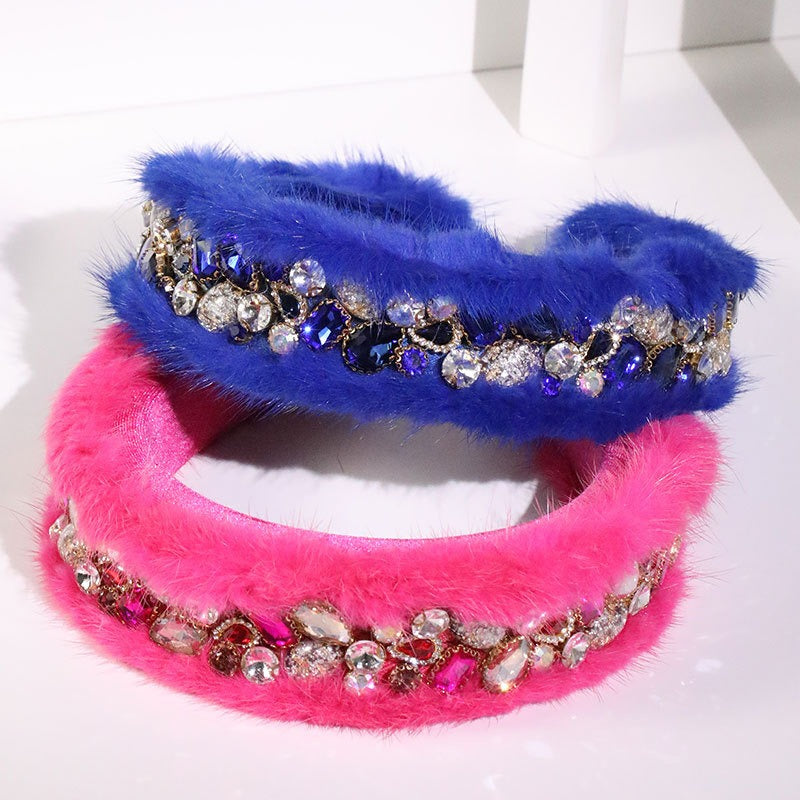 Rhinestone Plush Headband — Sparkle Hair Hoop Accessory — product photo 4