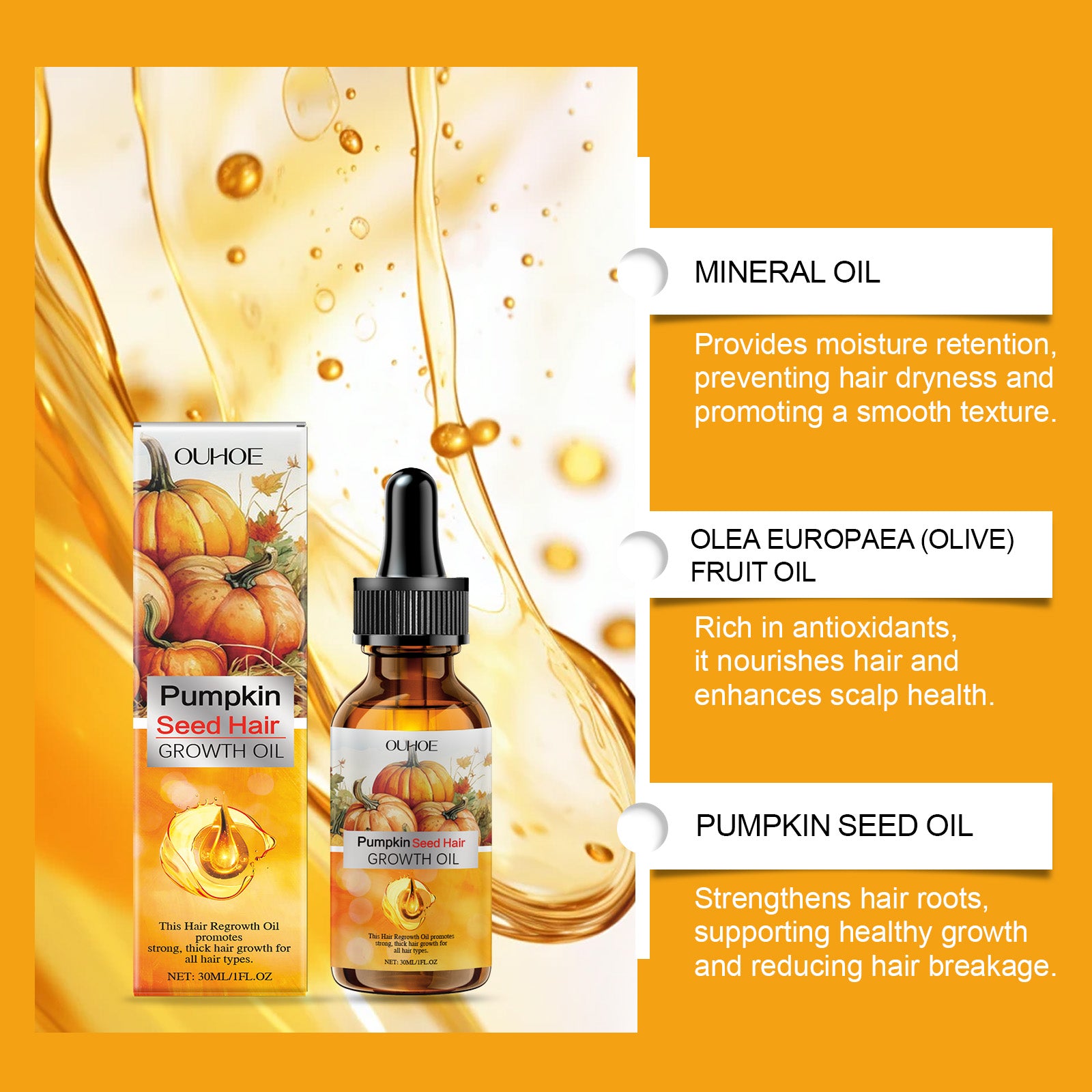 Pumpkin Seed Hair Oil — Follicle Nourishing Shine & Strength Treatment — product photo 3