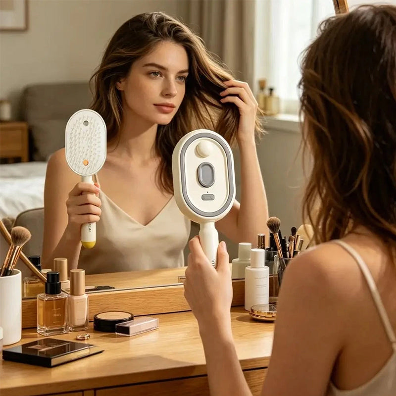 Steam Hair Straightening Brush — Ionic Mist Comb for Smooth, Shiny Hair