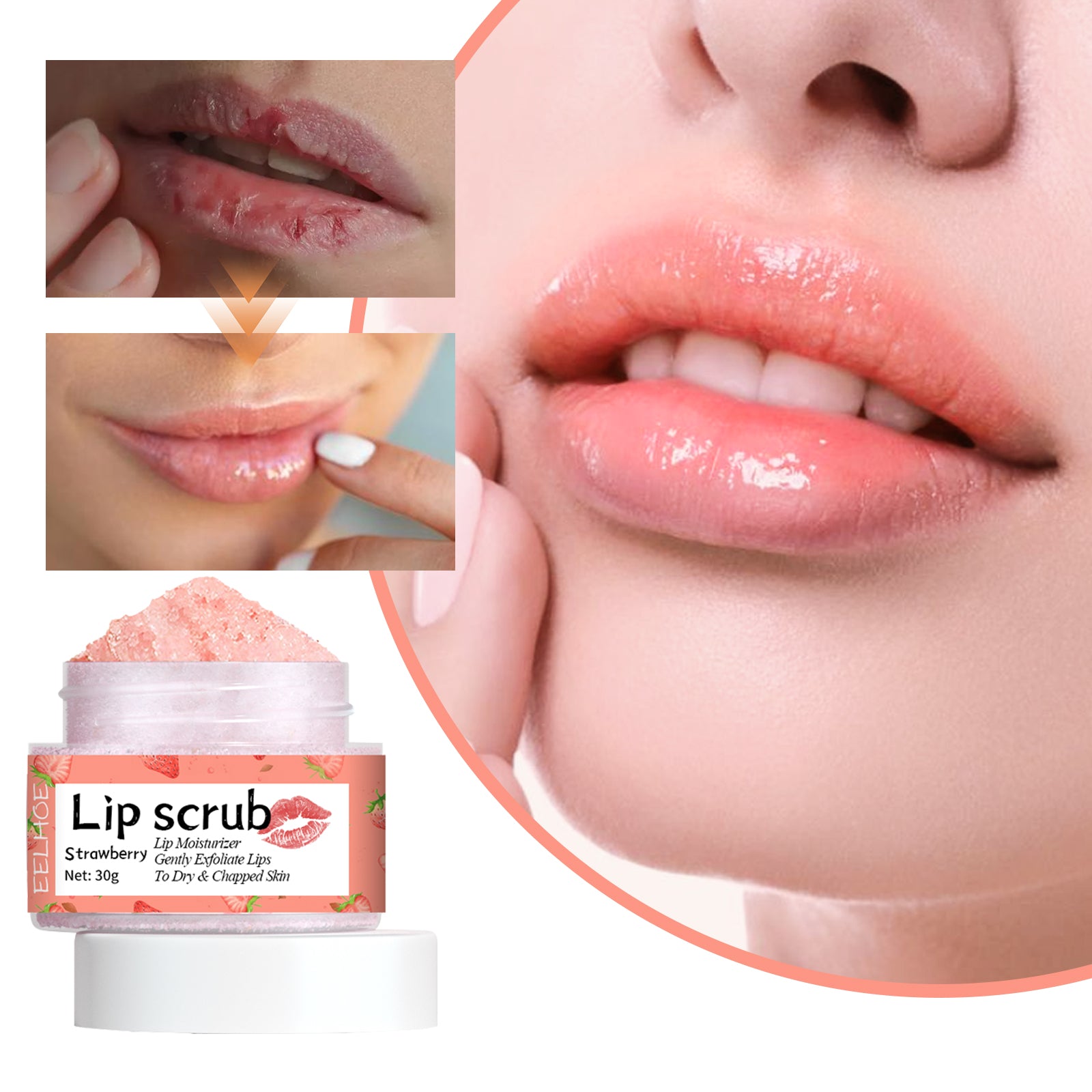 Strawberry Lip Scrub — Exfoliating Smoothing Lip Care Makeup — product photo 3