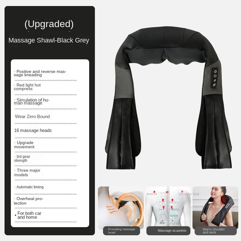 Cordless Neck & Shoulder Shawl Massager — Heated Kneading Wellness Device — product photo 5