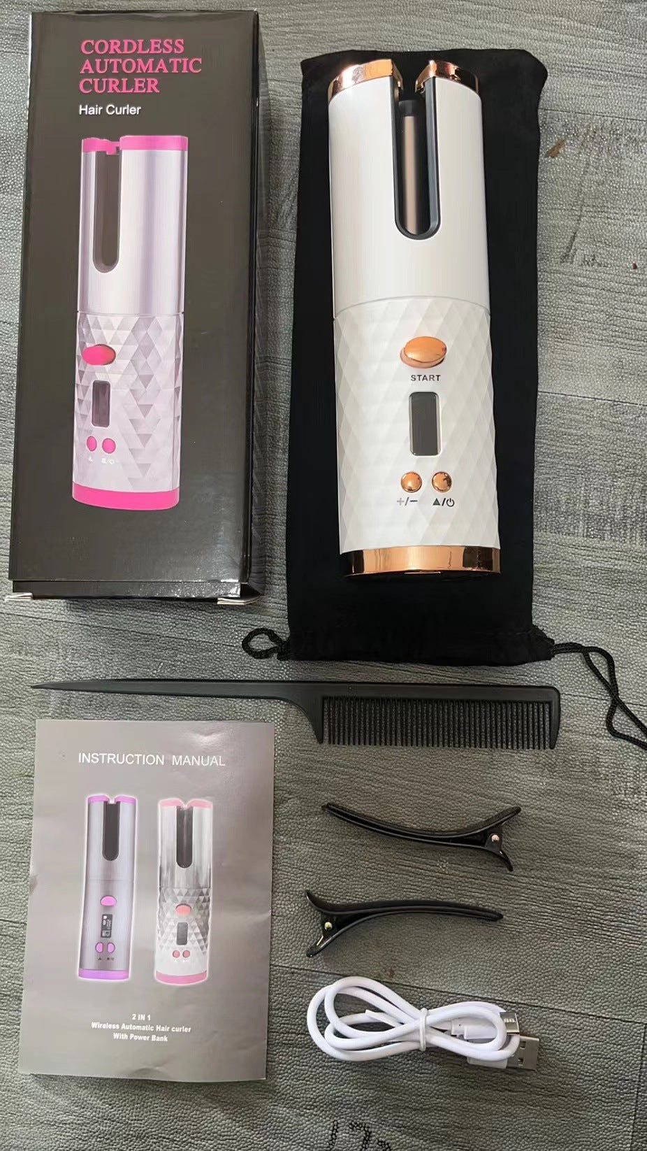 Automatic Curling Iron — Cordless LCD Mini Hair Curler with USB Charging