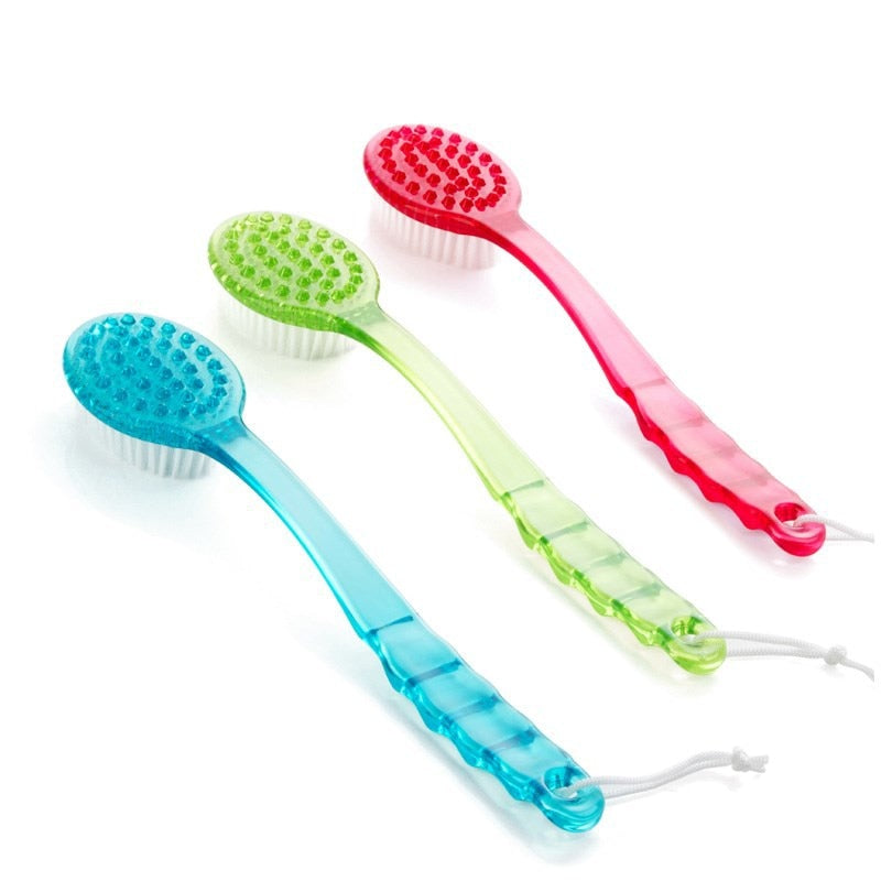 Long-Handle Body Bath Brush — Exfoliating Back Scrubber & Shower Massager