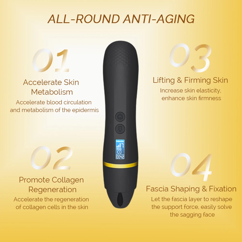 Ultrasonic Pro Facial Sculpting Device — Black Gold Line-Smoothing System — product photo 3