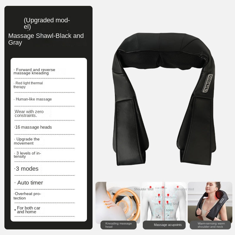 Cordless Neck & Shoulder Shawl Massager — Heated Kneading Wellness Device — product photo 7
