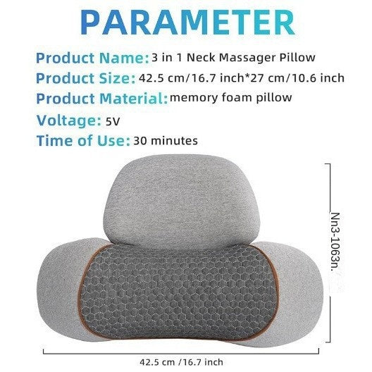 Heated Neck Massage Pillow — Kneading Shiatsu Relief Wellness Device — product photo 3