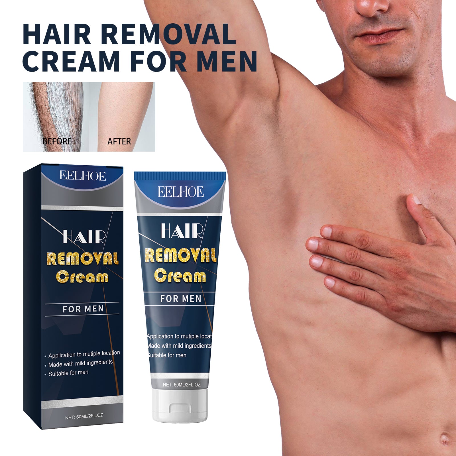 Men’s Hair Removal Cream — Gentle Body Depilatory for Smooth Skin — product photo 3