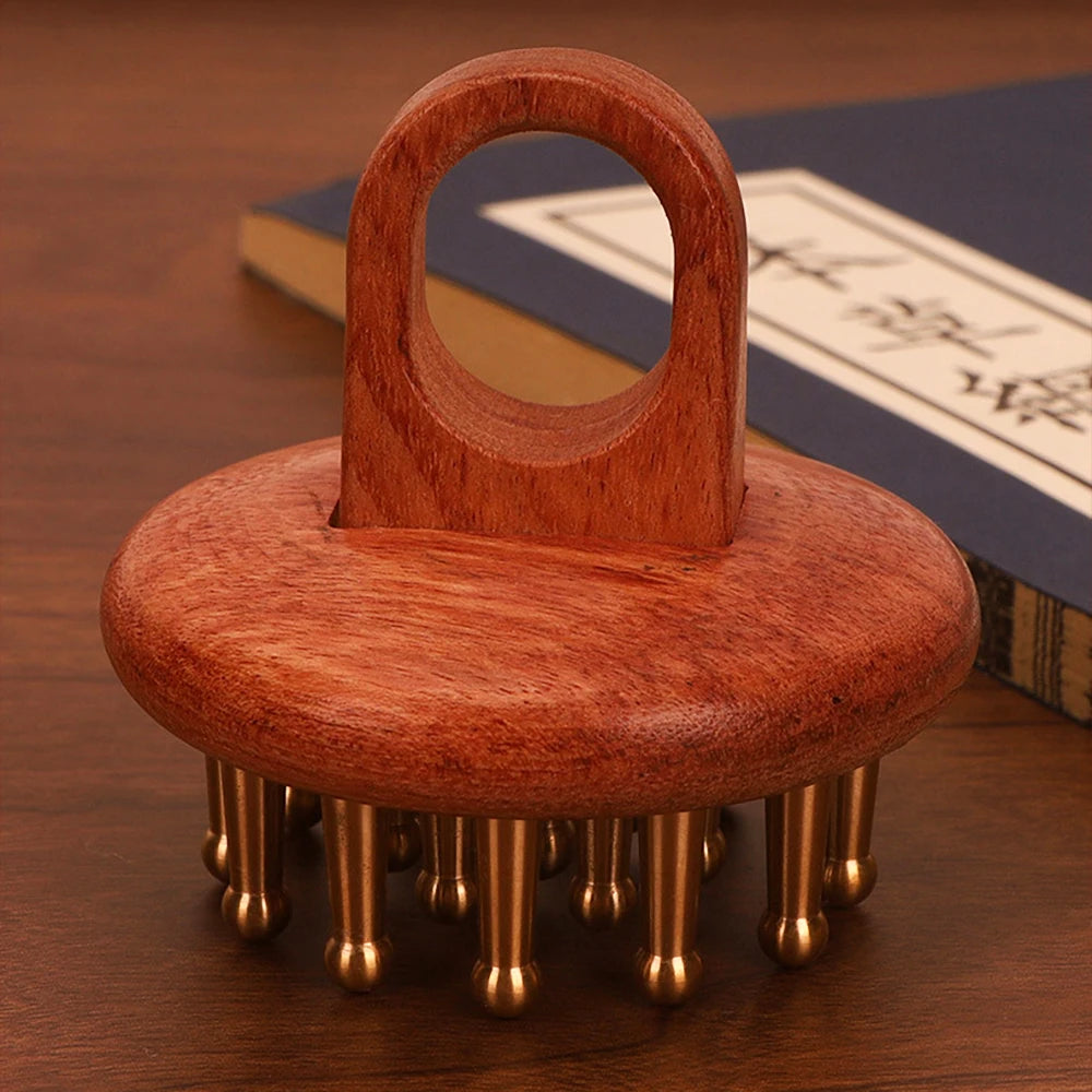 Copper Wood Therapy Massage Comb — Meridian Gua Sha Scalp & Body Tool — product photo 4