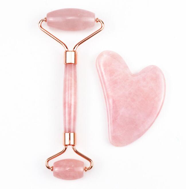 Rose Quartz & Jade Facial Roller Set — Sculpting Massage Beauty Tool — product photo 1