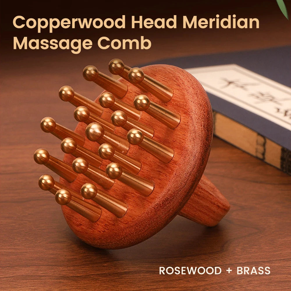 Copper Wood Therapy Massage Comb — Meridian Gua Sha Scalp & Body Tool — product photo 3