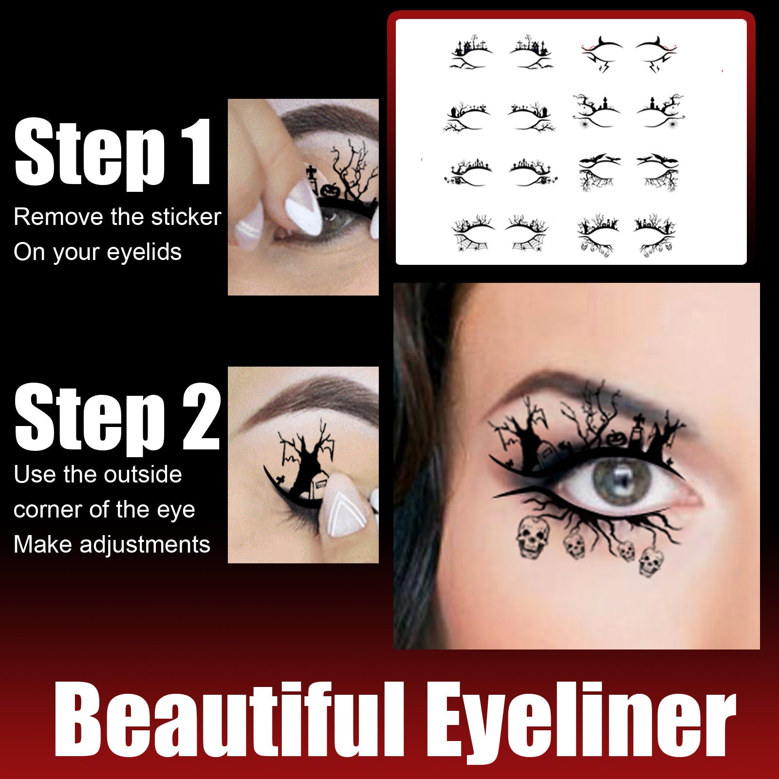 Halloween Graphic Eyeliner Stick Set — Bat & Spider Party Makeup — product photo 6