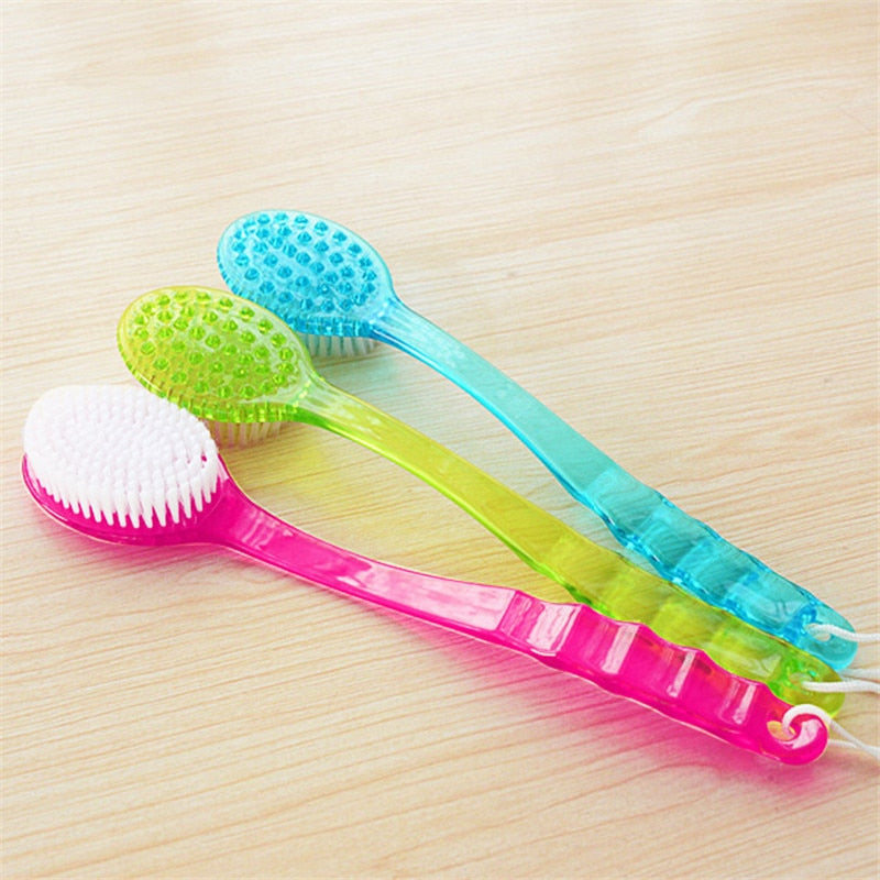 Long-Handle Body Bath Brush — Exfoliating Back Scrubber & Shower Massager
