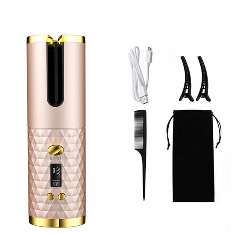 Automatic Curling Iron — Cordless LCD Mini Hair Curler with USB Charging
