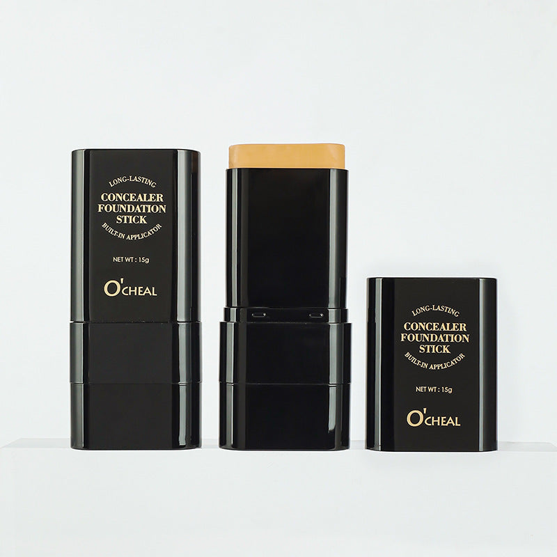 Solid Cream Foundation Stick — Full-Coverage Concealer with Puff Brush Makeup — product photo 1