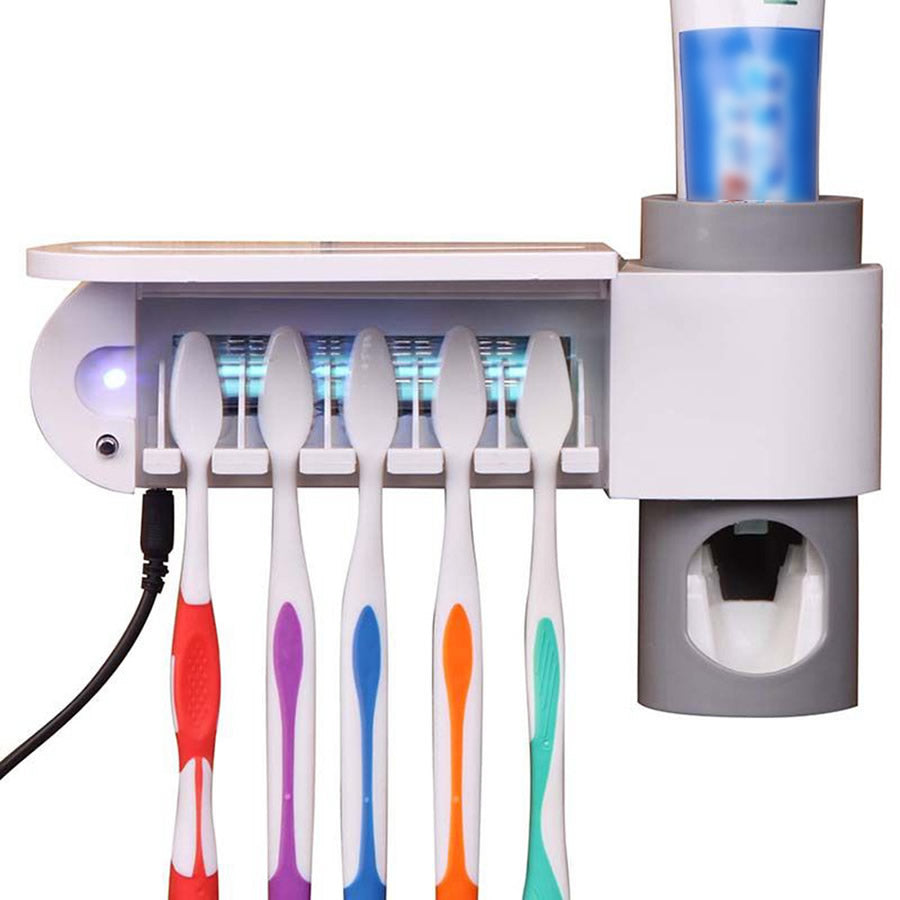 UV Toothbrush Sterilizer & Toothpaste Dispenser — Wall-Mounted Bathroom Cleaner