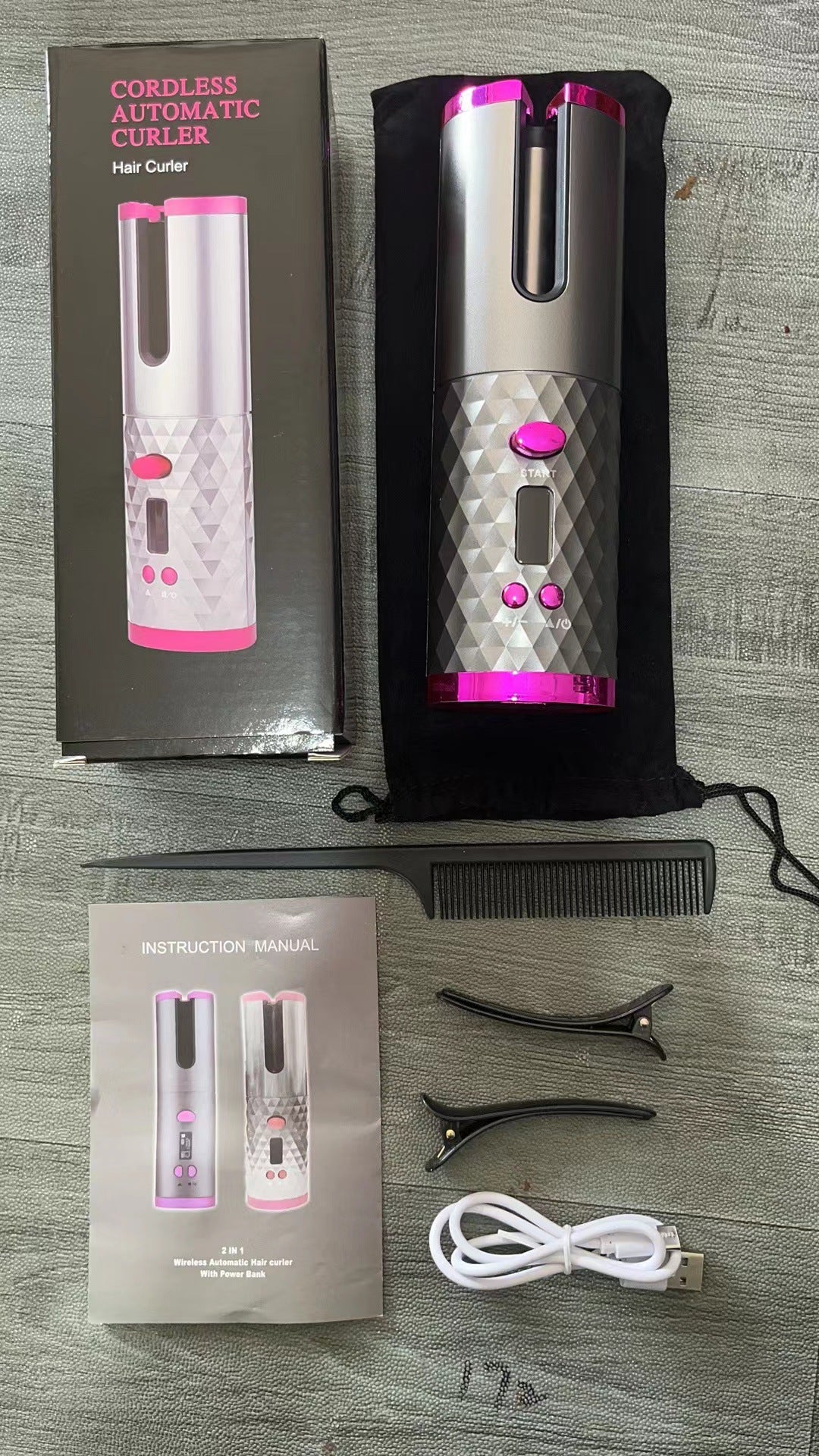 Automatic Curling Iron — Cordless LCD Mini Hair Curler with USB Charging