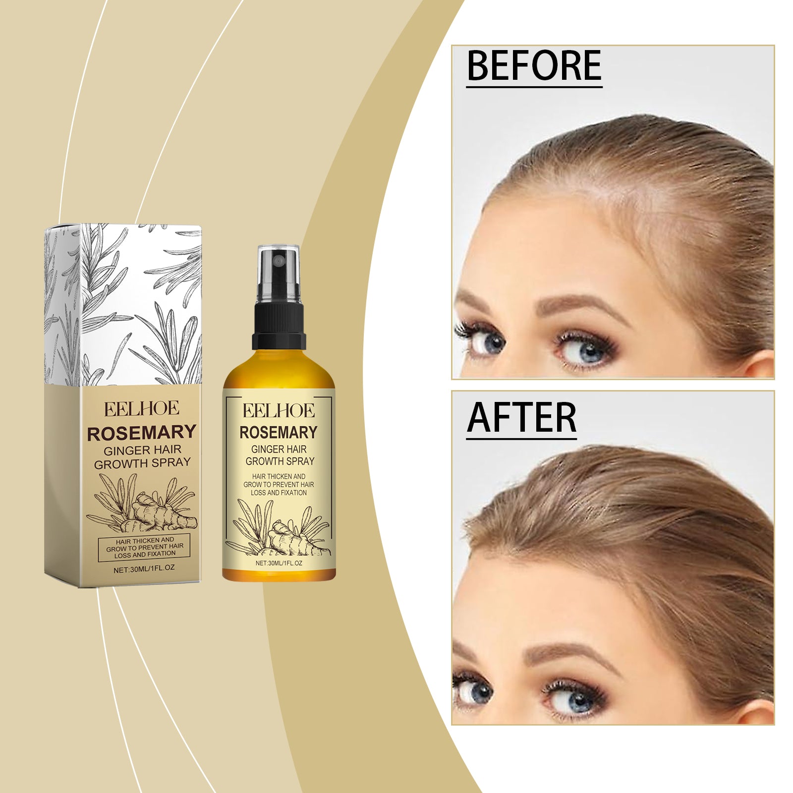 Rosemary Ginger Hair Spray — Strengthening Repair Mist for Dry Hair — product photo 2