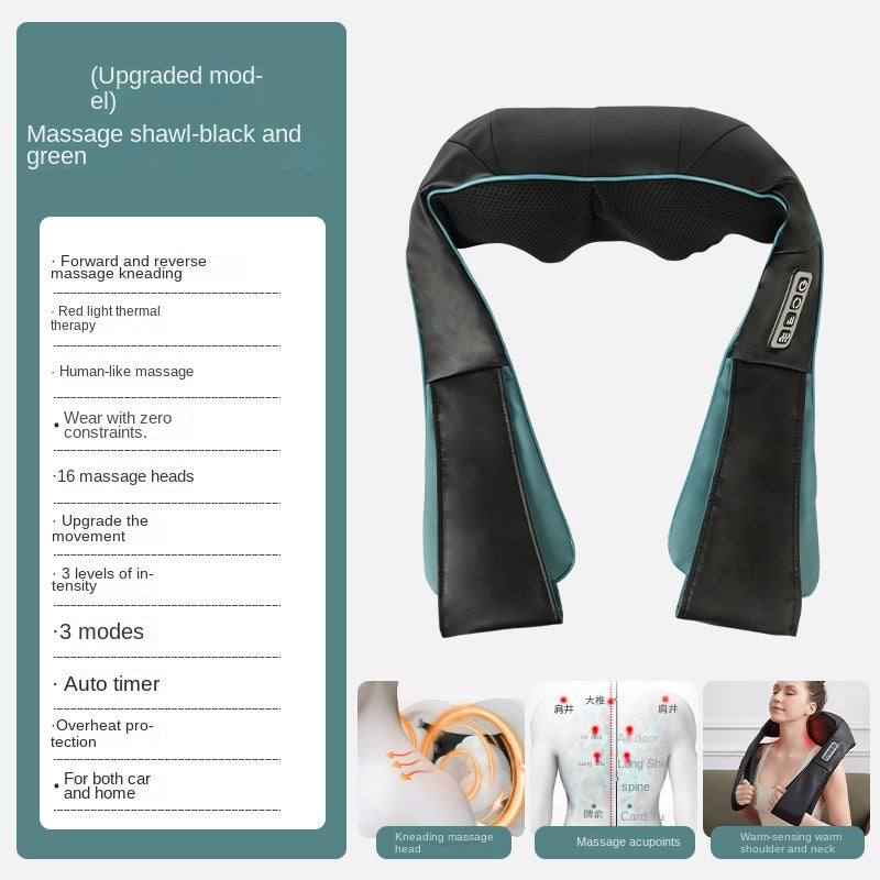 Cordless Neck & Shoulder Shawl Massager — Heated Kneading Wellness Device — product photo 6