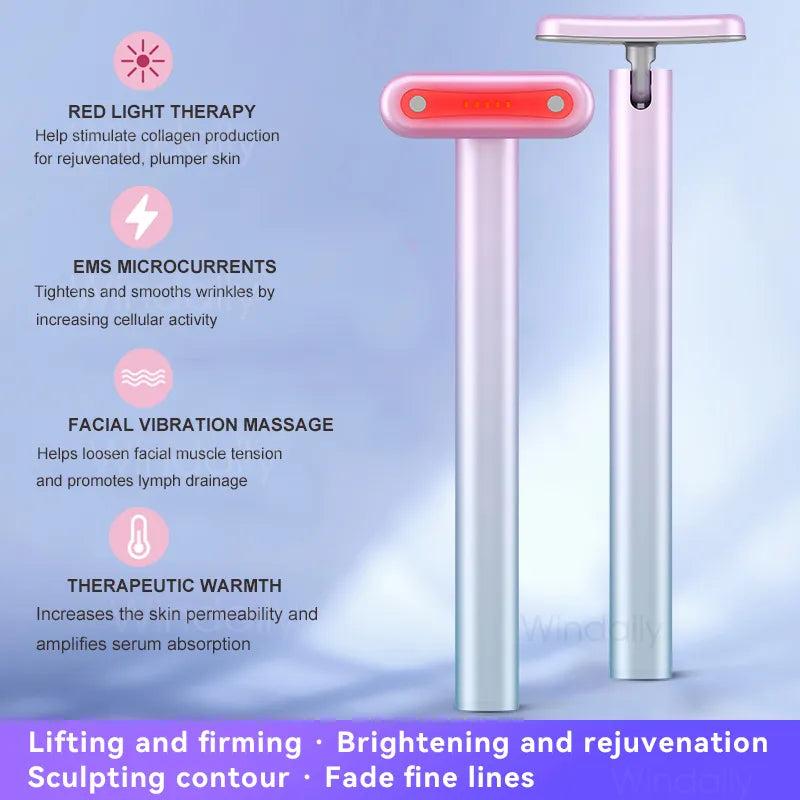 4-in-1 Microcurrent Facial Wand — Red Light, Warmth & Massage Sculpting Device — product photo 3