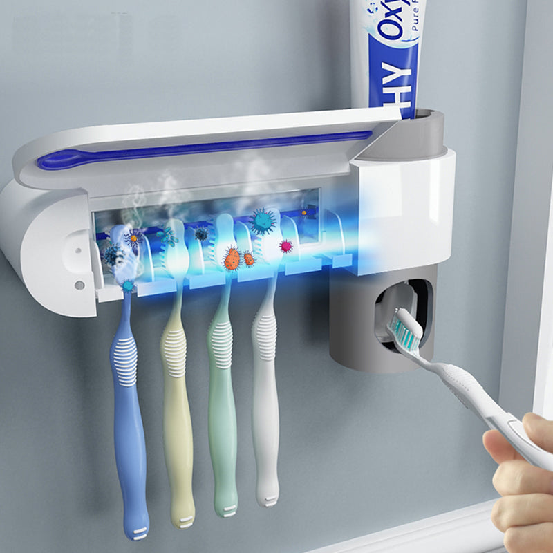 UV Toothbrush Sterilizer & Toothpaste Dispenser — Wall-Mounted Bathroom Cleaner