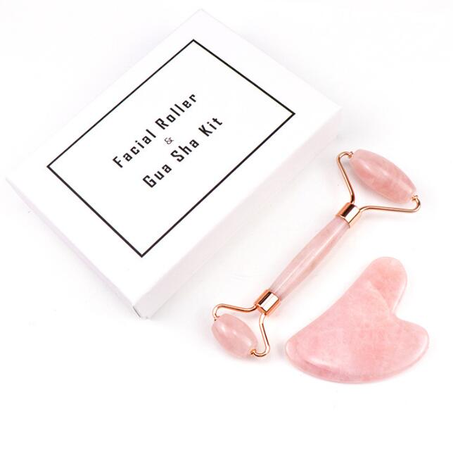 Rose Quartz & Jade Facial Roller Set — Sculpting Massage Beauty Tool — product photo 5