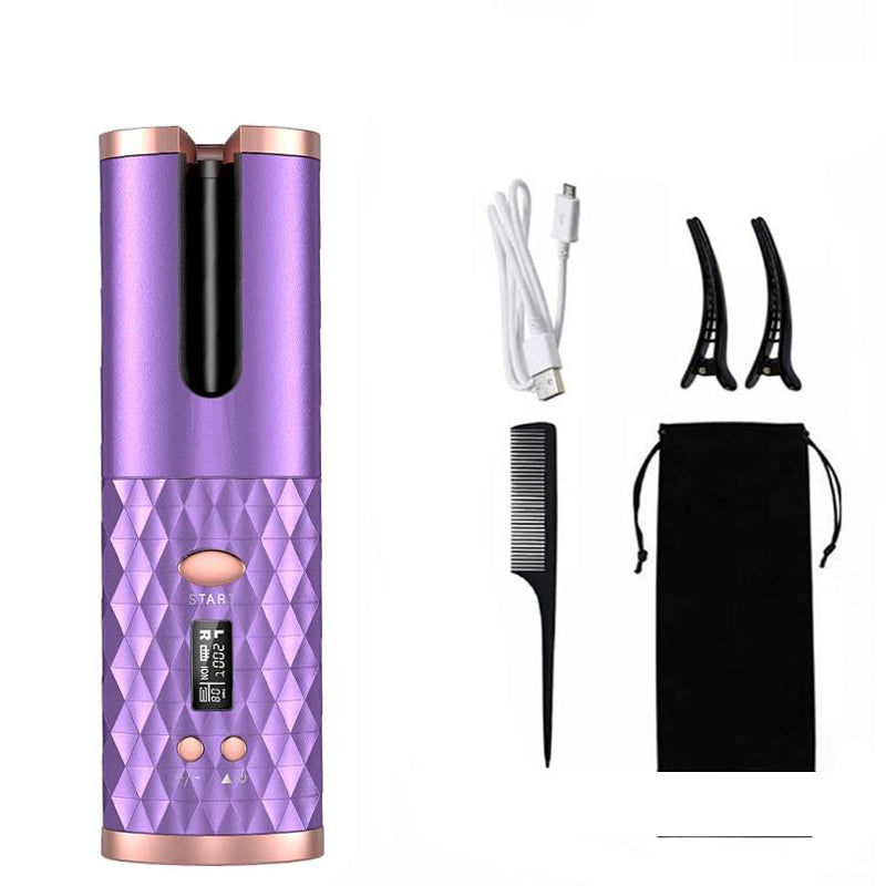 Automatic Curling Iron — Cordless LCD Mini Hair Curler with USB Charging