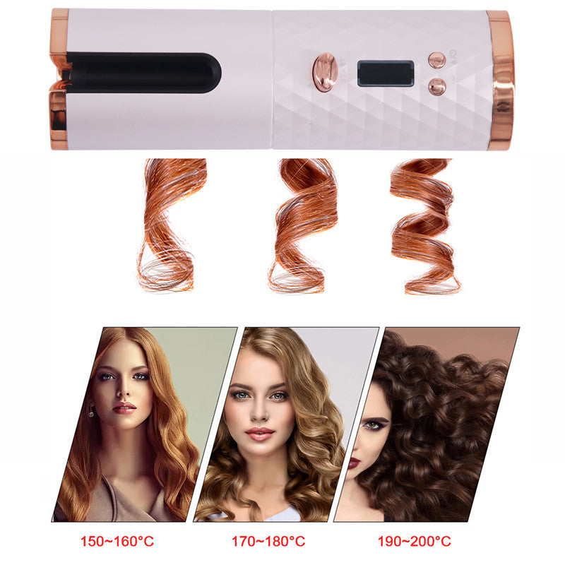 Automatic Curling Iron — Cordless LCD Mini Hair Curler with USB Charging